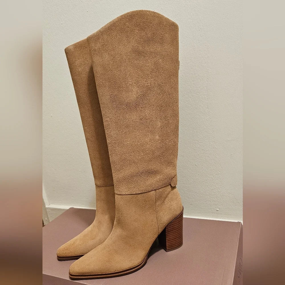 New SARTO By Franco Sarto Tan Heeled Boots - Picture 2 of 7